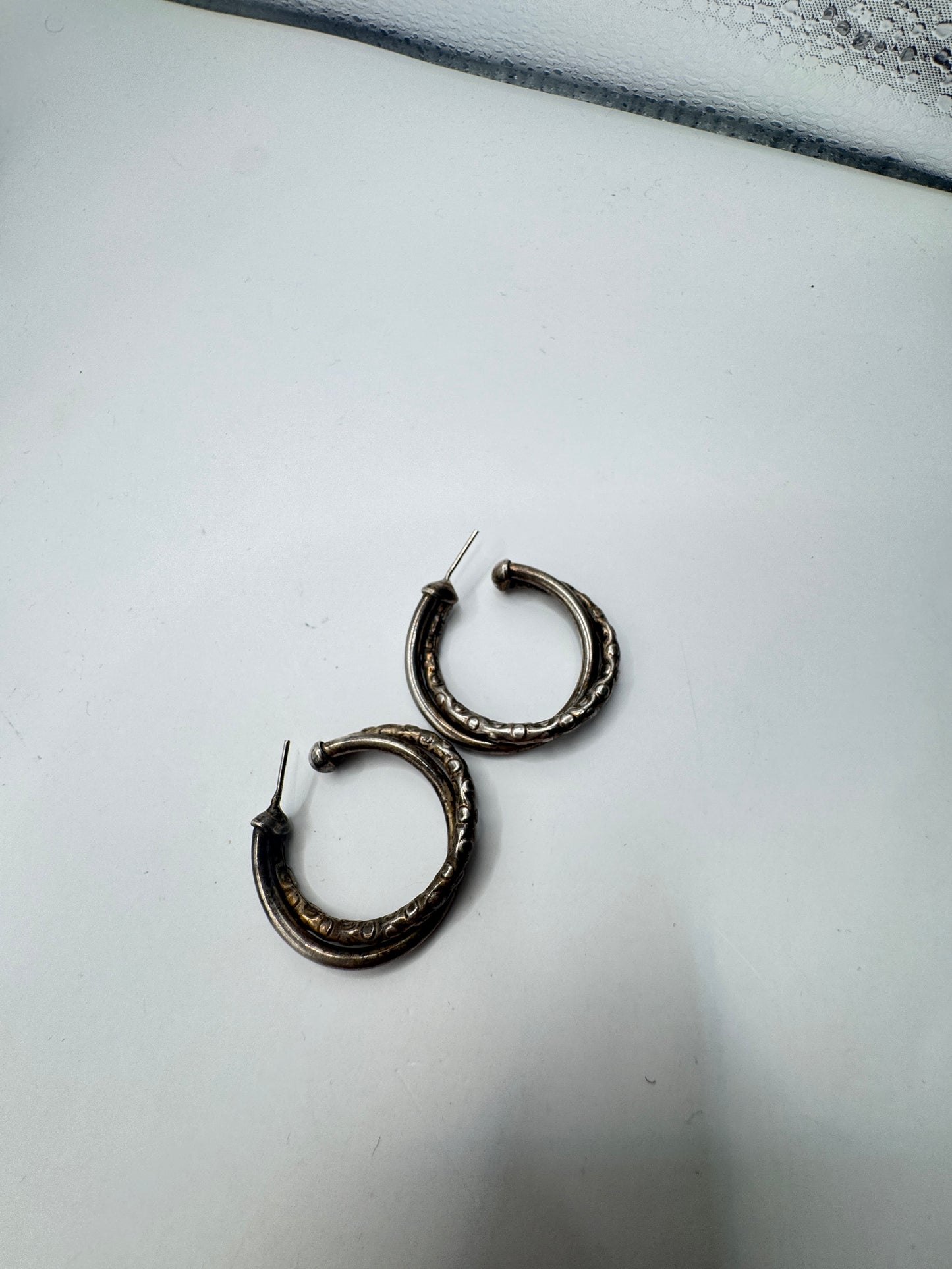 Large Heavy Vintage Sterling Silver Hoop Earrings – Excellent Condition