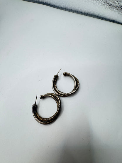 Large Heavy Vintage Sterling Silver Hoop Earrings – Excellent Condition