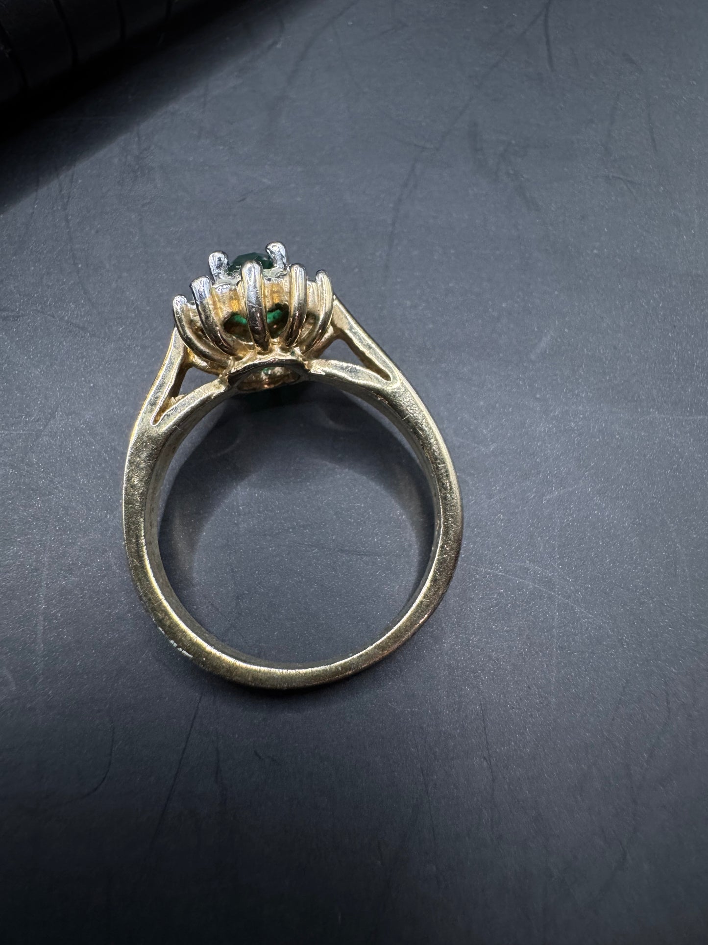 Emerald Elegance: Gold-Plated Sterling Silver Ring (Size 6.5)