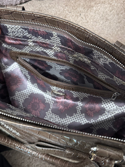Vintage Guess Croc-Embossed Handbag, 13” x 14” x 5” – Great Condition