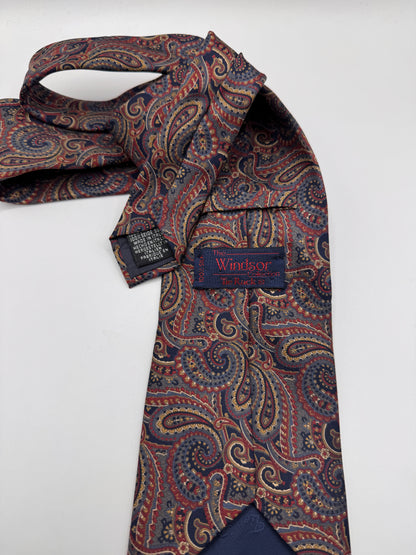Vintage The Windsor Collection Silk Tie – 100% Silk, Classic Paisley