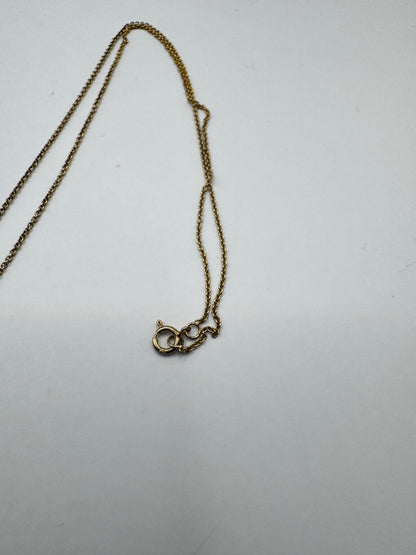 Gold-Plated Sterling Silver(925) Necklace with Black Stone Pendant