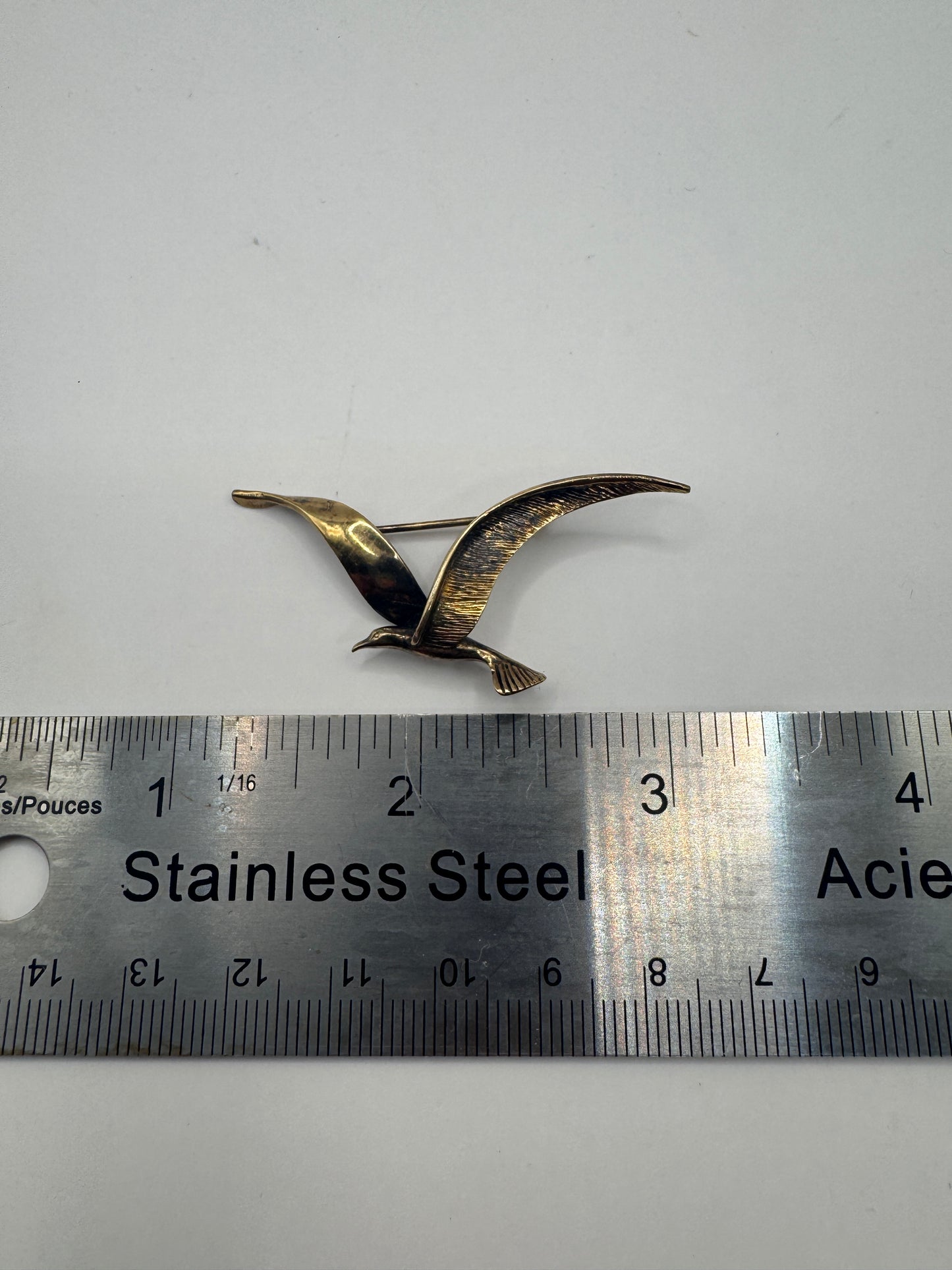 Vintage Gold Plated Sterling Silver Bird Brooch