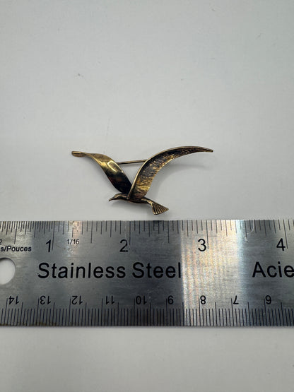 Vintage Gold Plated Sterling Silver Bird Brooch