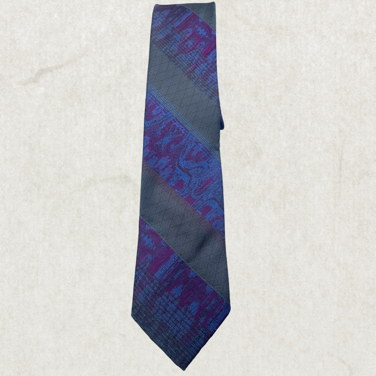 Vintage Givenchy Tie – Blue & Purple Pattern, 57” x 3”, 100% Polyester