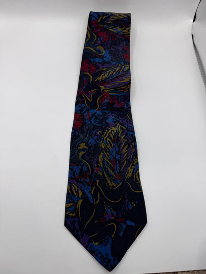 Vintage Club International Tie – 100% Polyester, Abstract Leaf Print
