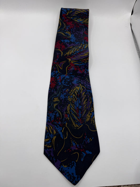 Vintage Club International Tie – 100% Polyester, Abstract Leaf Print
