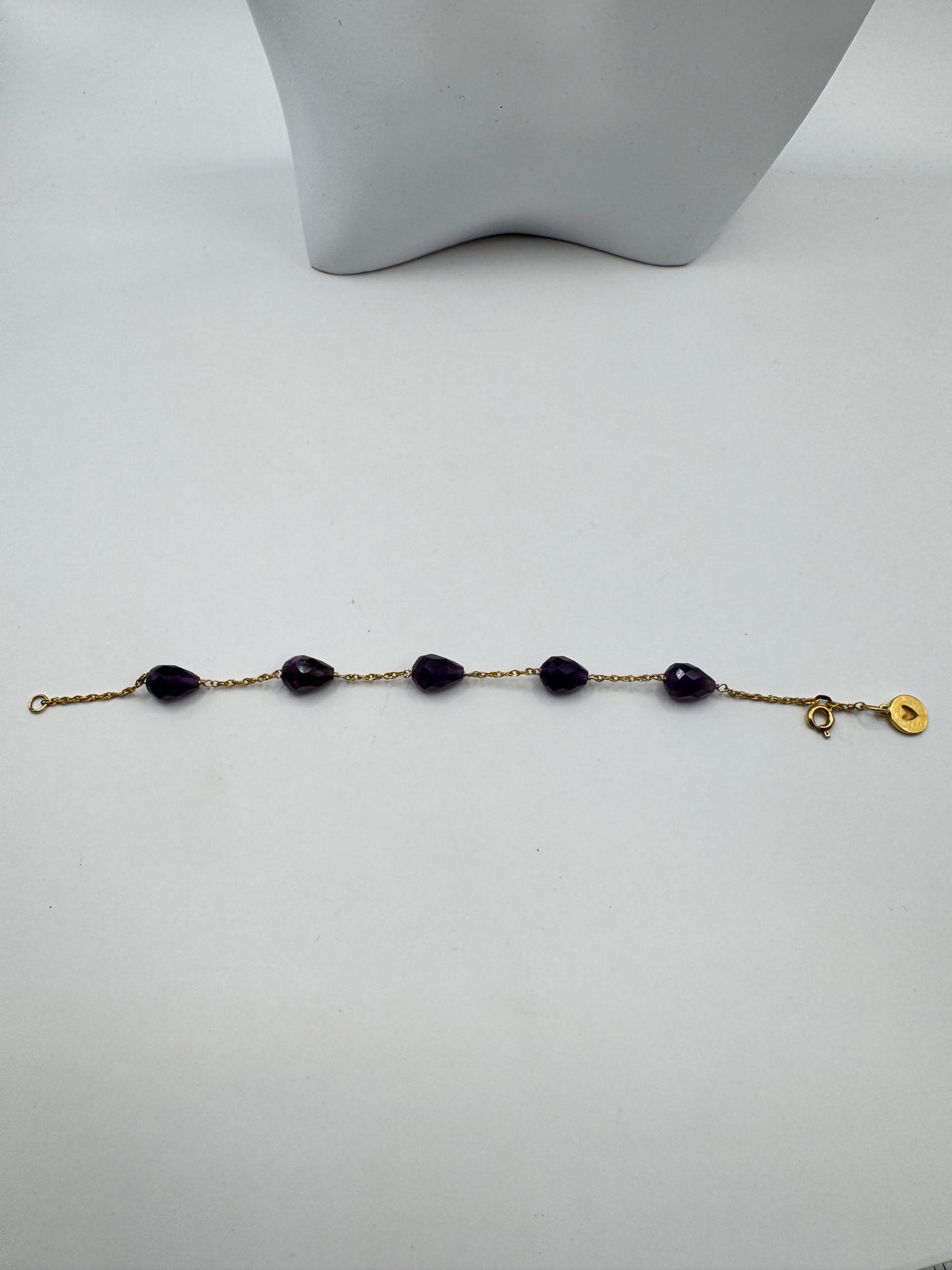 Vintage 925 Gold-Plated Bracelet with Amethyst Gemstones