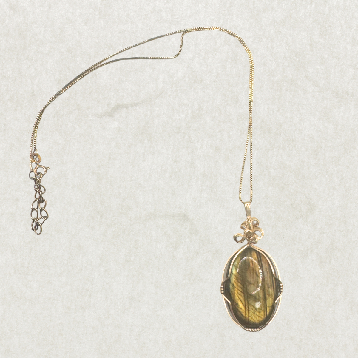 Gold-Plated Sterling Silver Necklace with Labradorite Pendant