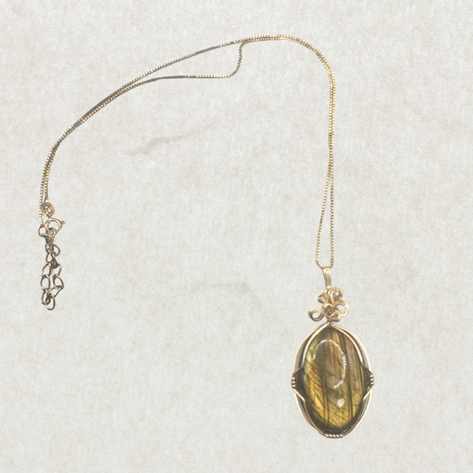 Gold-Plated Sterling Silver Necklace with Labradorite Pendant