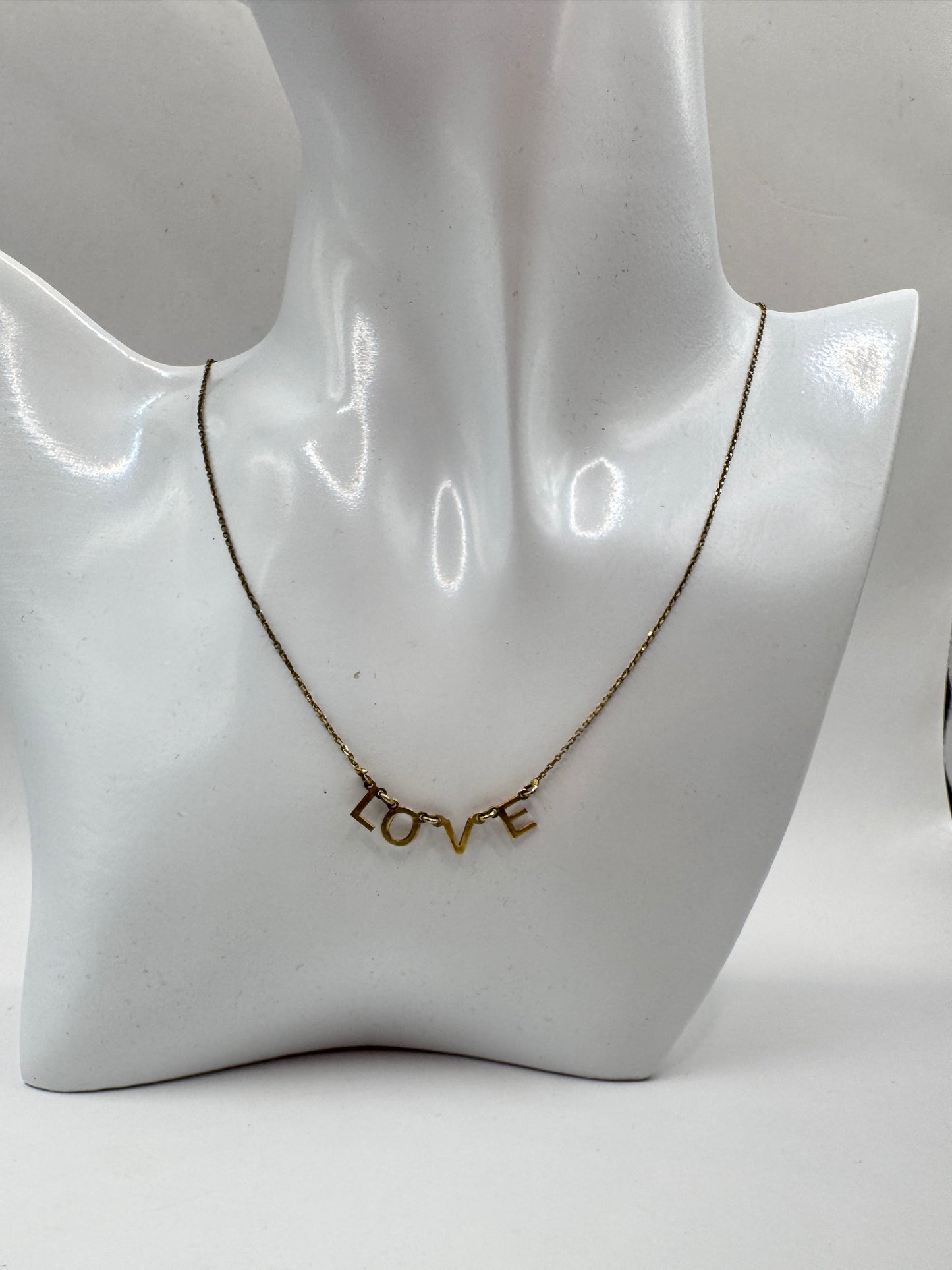 Vintage Sterling Silver Gold-Plated “LOVE” Necklace – Excellent Condition