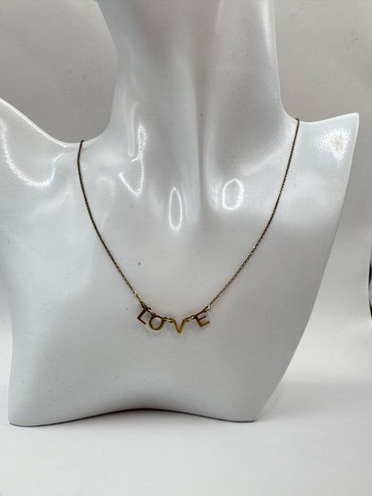 Vintage Sterling Silver Gold-Plated “LOVE” Necklace – Excellent Condition