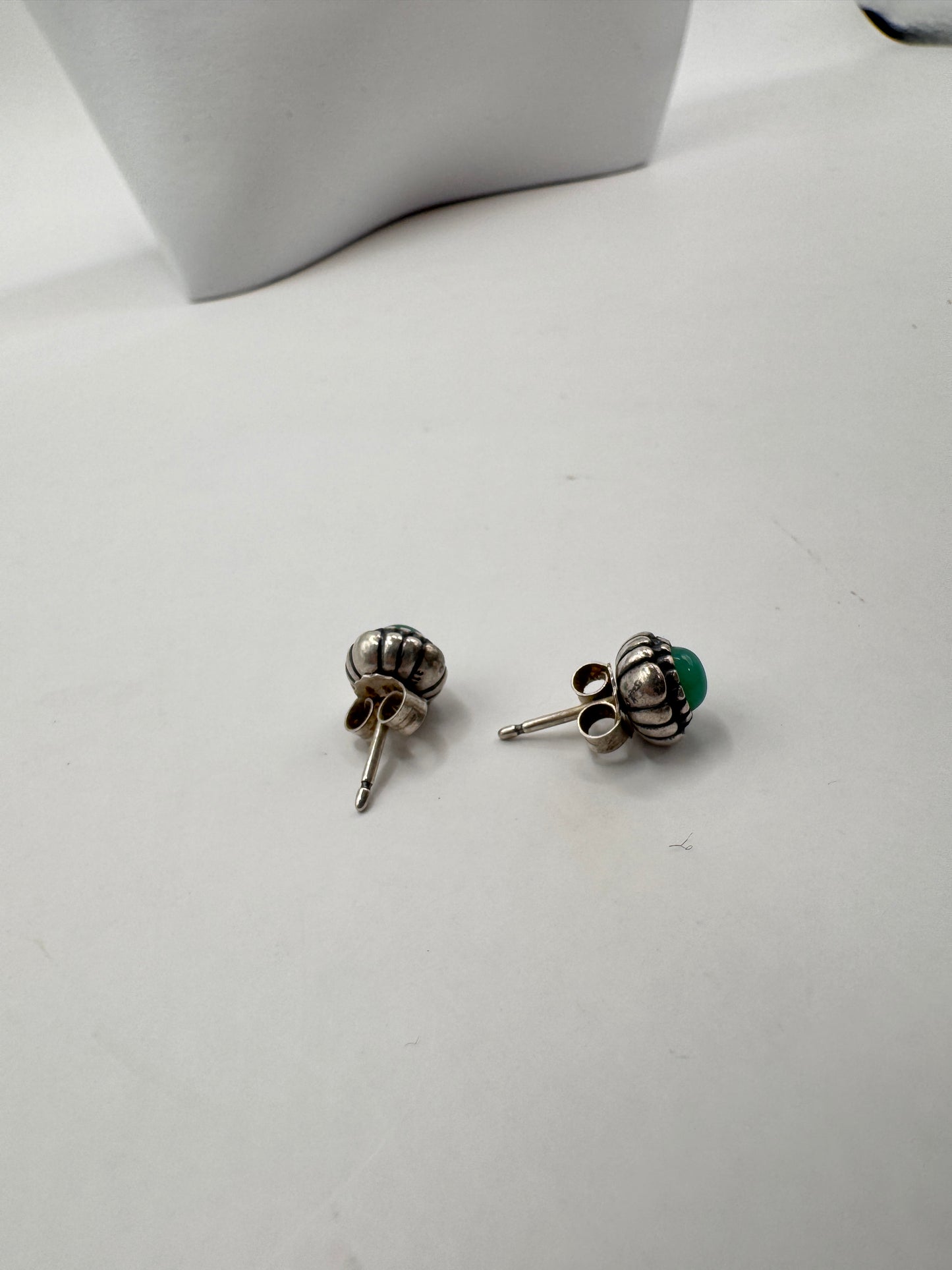 Pandora Sterling Silver Bloom Stud Earrings with Chrysoprase
