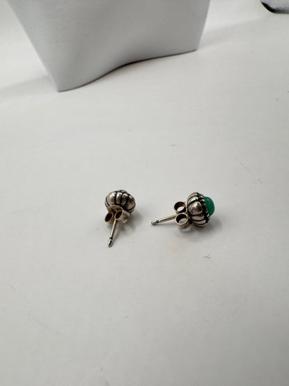Pandora Sterling Silver Bloom Stud Earrings with Chrysoprase