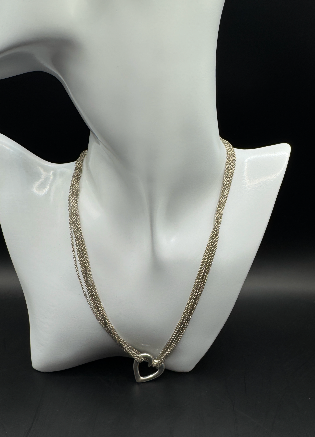 Massive Sterling Silver 925 Multi-Strand Heart Motif Necklace