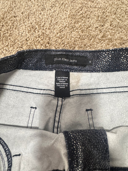 Calvin Klein Jeans Women’s Jeggings – Size 12, Blue Snake-Print Wash, Skinny Fit