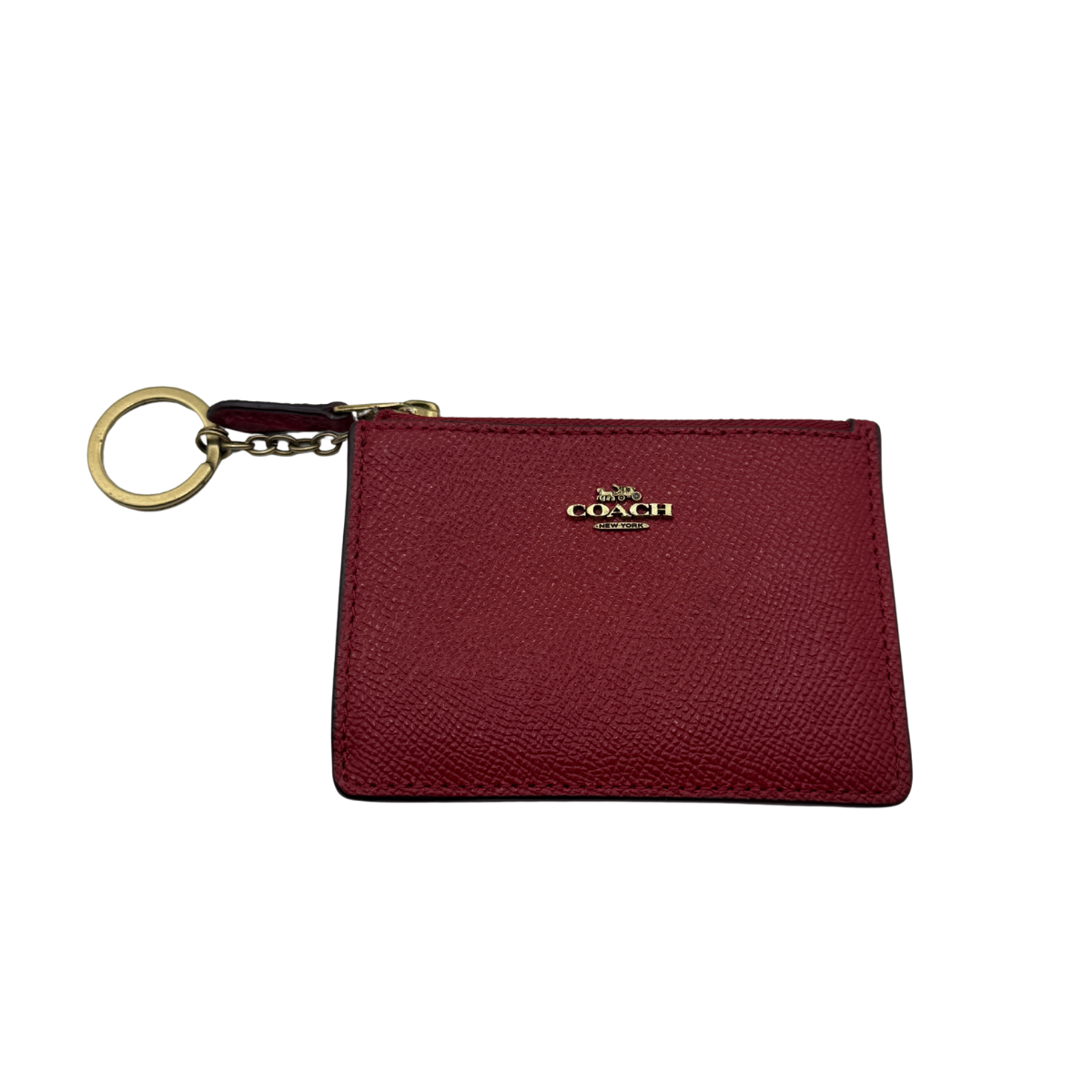 Vintage Coach Red Leather Zip ID Card Case Keychain Wallet – Excellent Condition