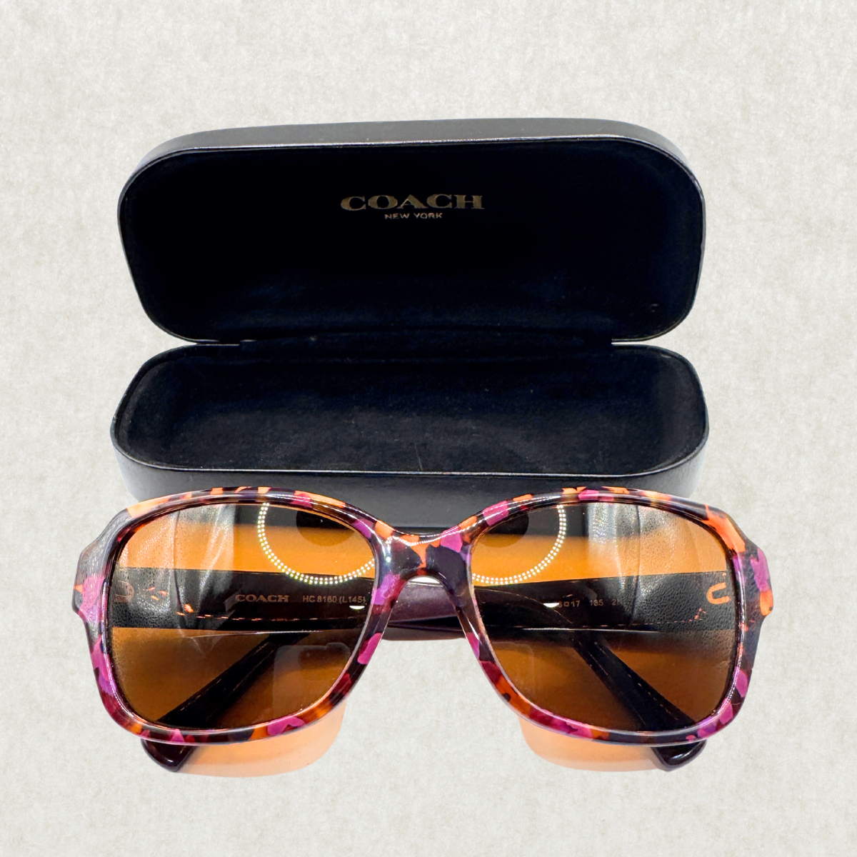 Coach HC 8160 L145 Sunglasses Frame – Prescription Lenses Installed, Tortoise Pink