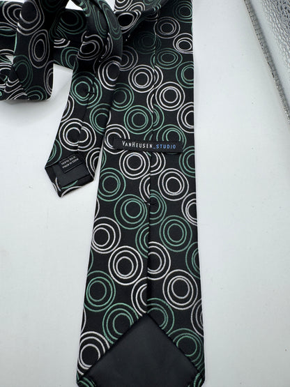 Vintage Van Heusen Studio Silk Tie – 100% Silk, Geometric Circle Print