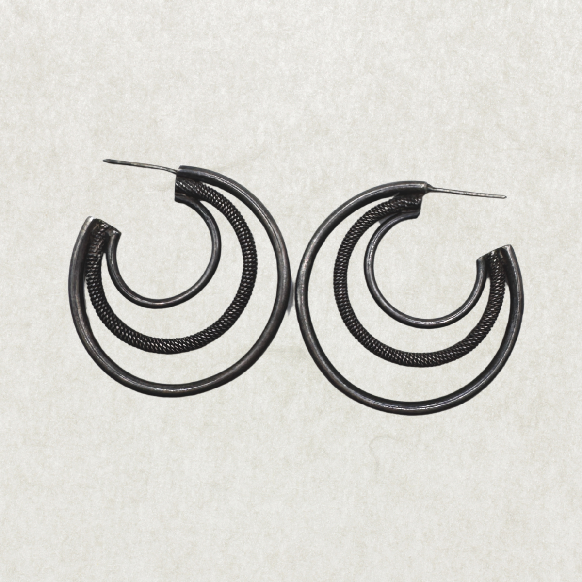Vintage Heavy Sterling Silver Spiral Hoop Earrings – Excellent Condition
