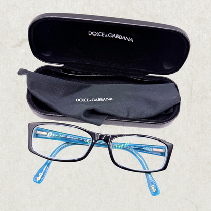 Dolce & Gabbana DD1212 1870 Eyeglasses – Black/Blue (Frame Only, Prescription Lenses Installed)