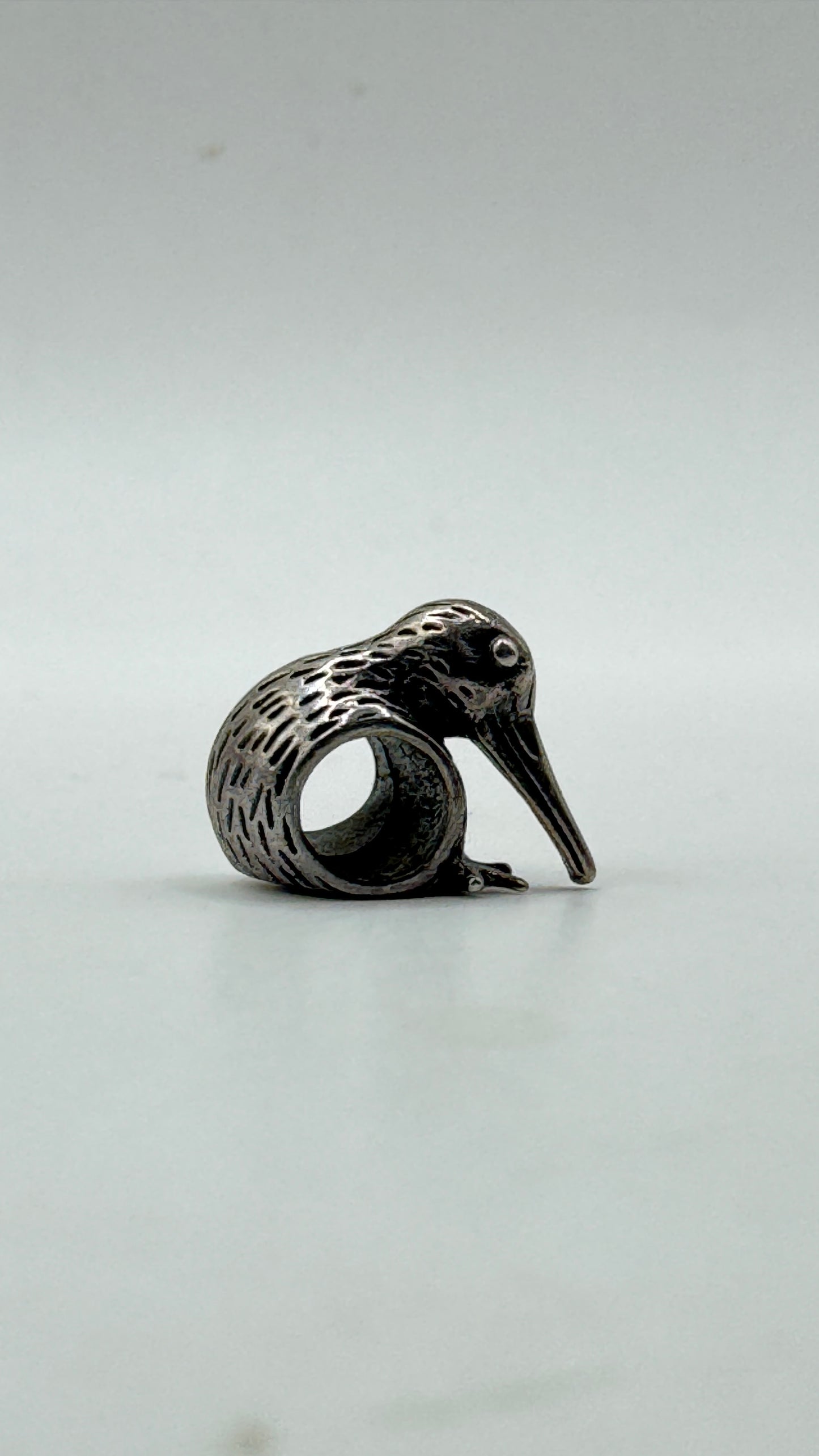 Vintage Sterling Silver Kiwi Bird Charm – Detailed Bracelet Bead
