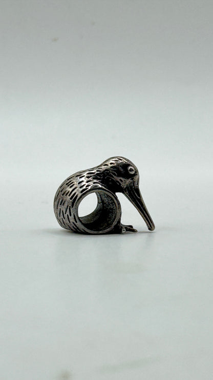 Vintage Sterling Silver Kiwi Bird Charm – Detailed Bracelet Bead