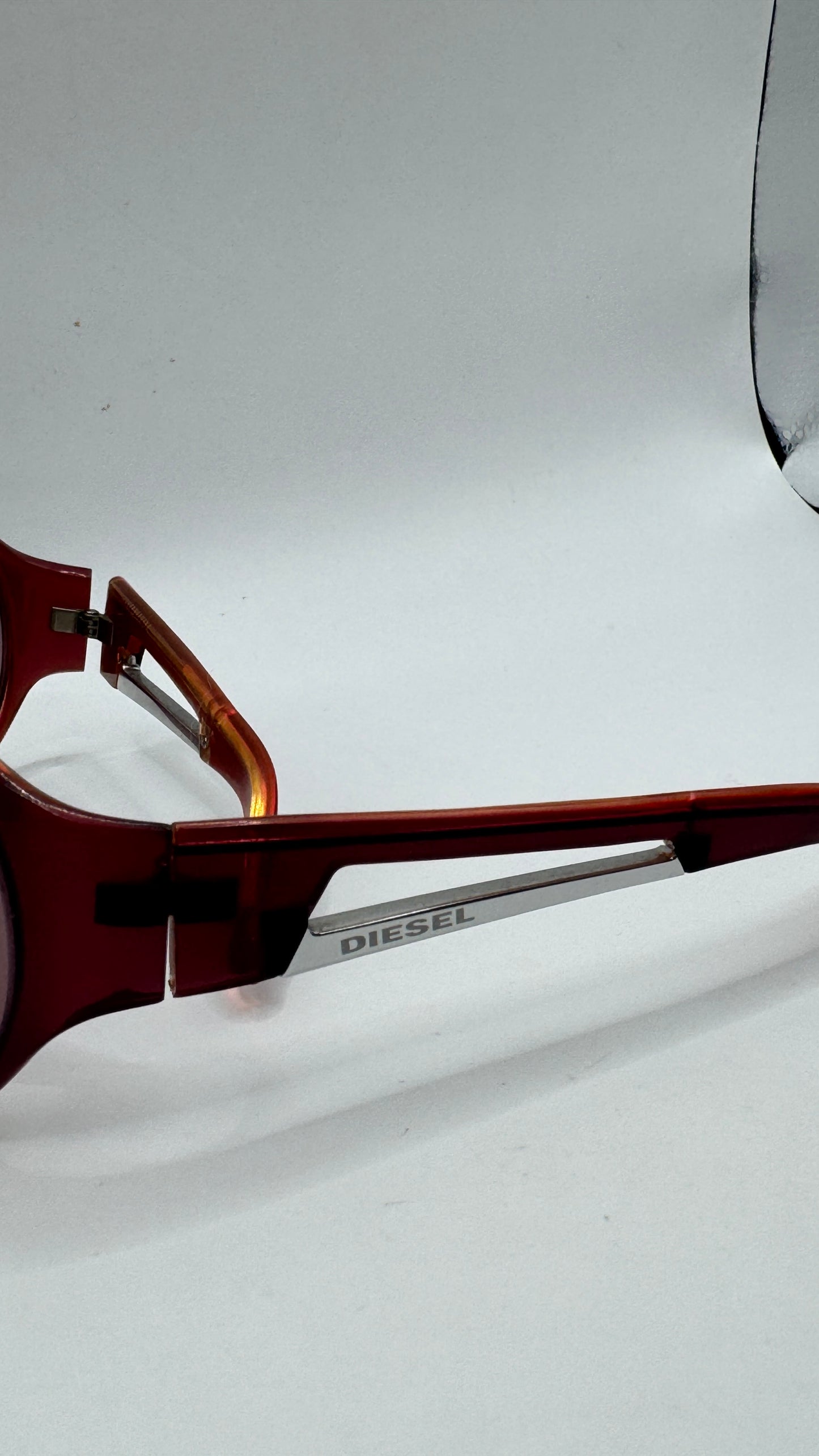 Vintage Diesel DS 0012 KES P9 Shield Sunglasses Burgundy Red Y2K