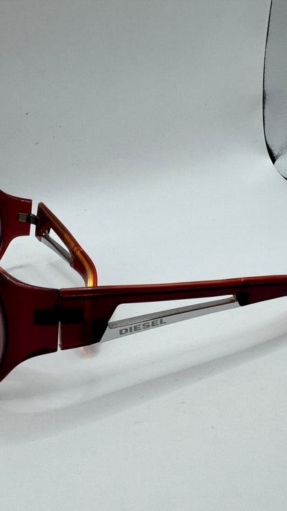 Vintage Diesel DS 0012 KES P9 Shield Sunglasses Burgundy Red Y2K