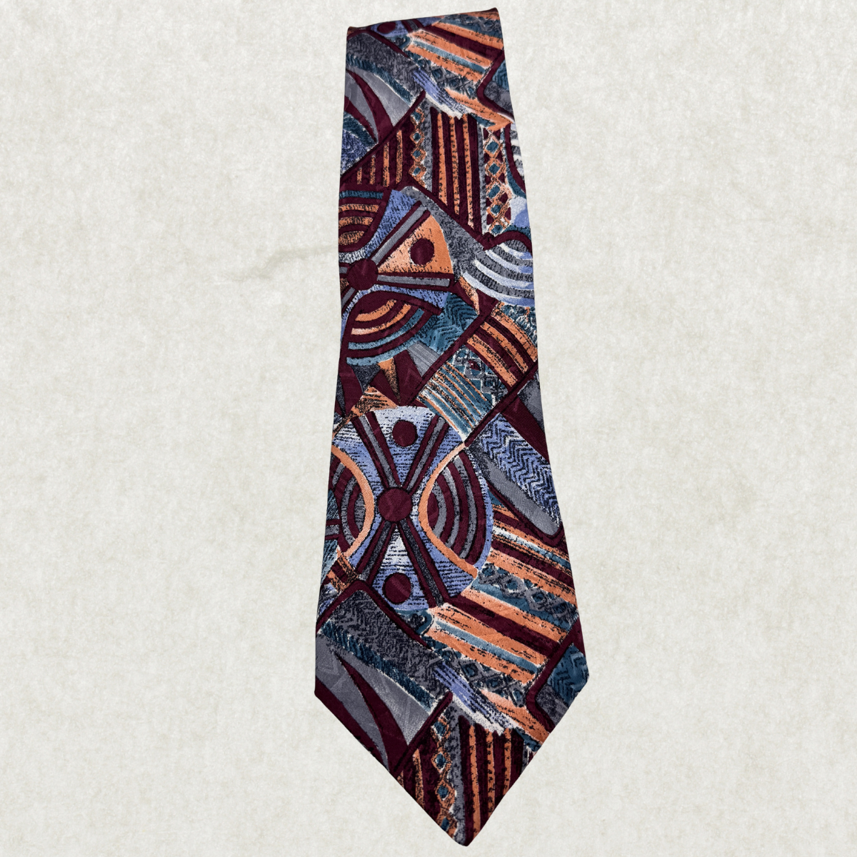 Vintage Collezione Bellagio Silk Tie – 100% Silk, Abstract Geometric Pattern