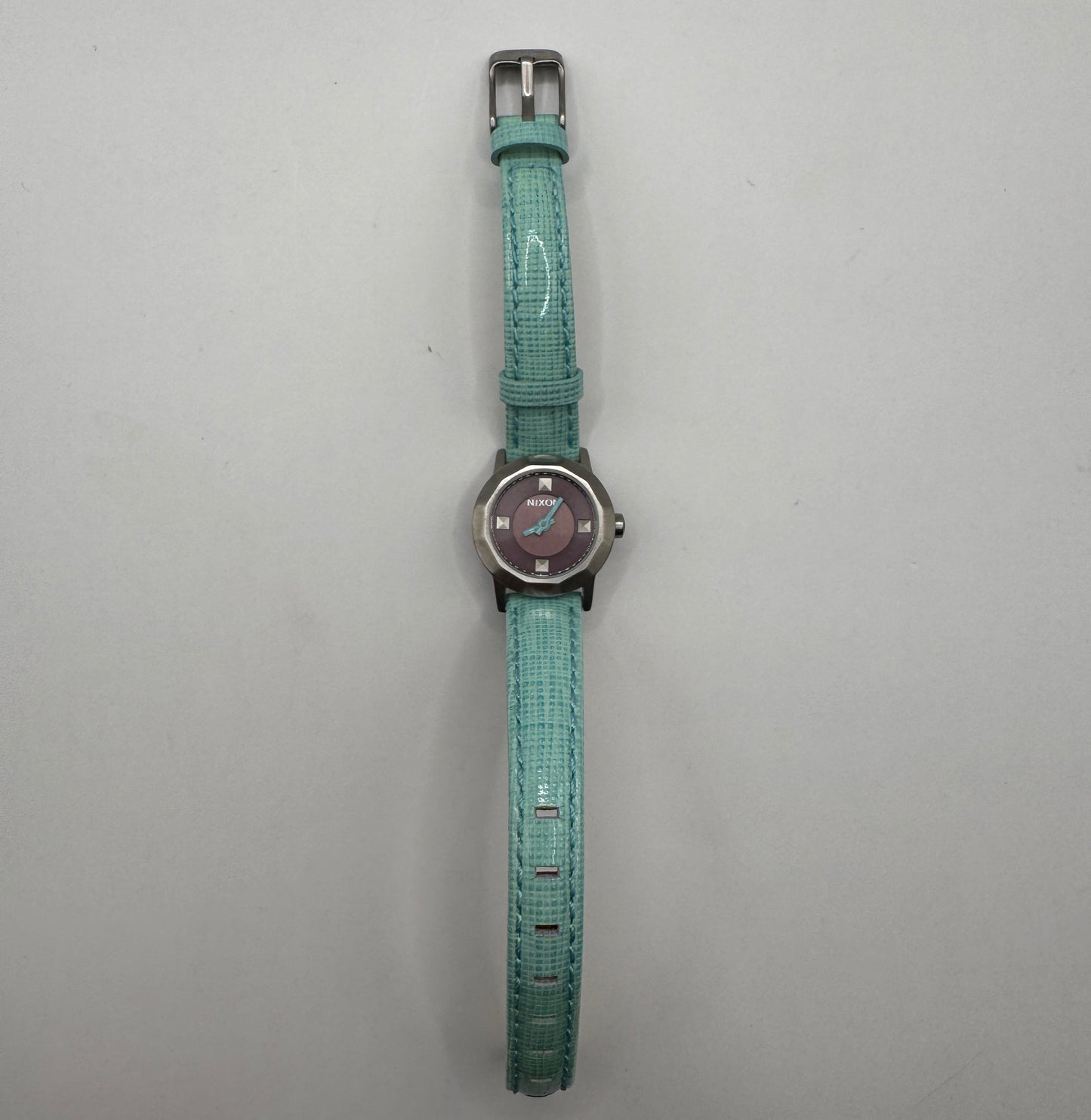 Nixon Mini B Watch – Brand New, Turquoise Strap, Purple Dial