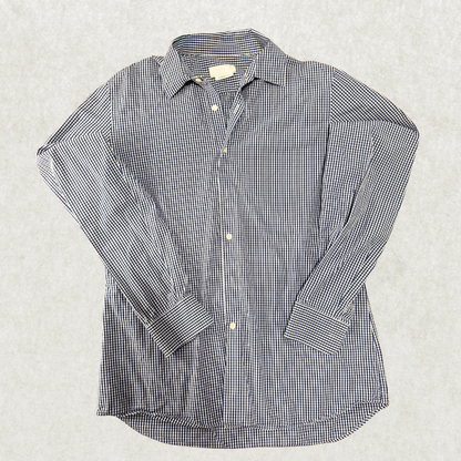 Authentic Prada Men’s Dress Shirt – Size 42 (16 1/2), Navy Gingham, Italian Luxury