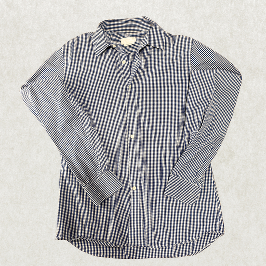 Authentic Prada Men’s Dress Shirt – Size 42 (16 1/2), Navy Gingham, Italian Luxury