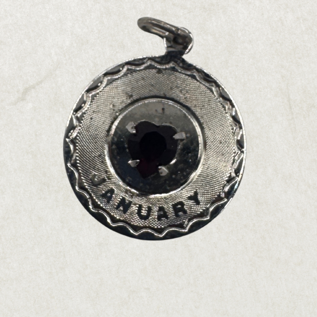 Vintage Sterling Silver January Birthstone Charm Pendant