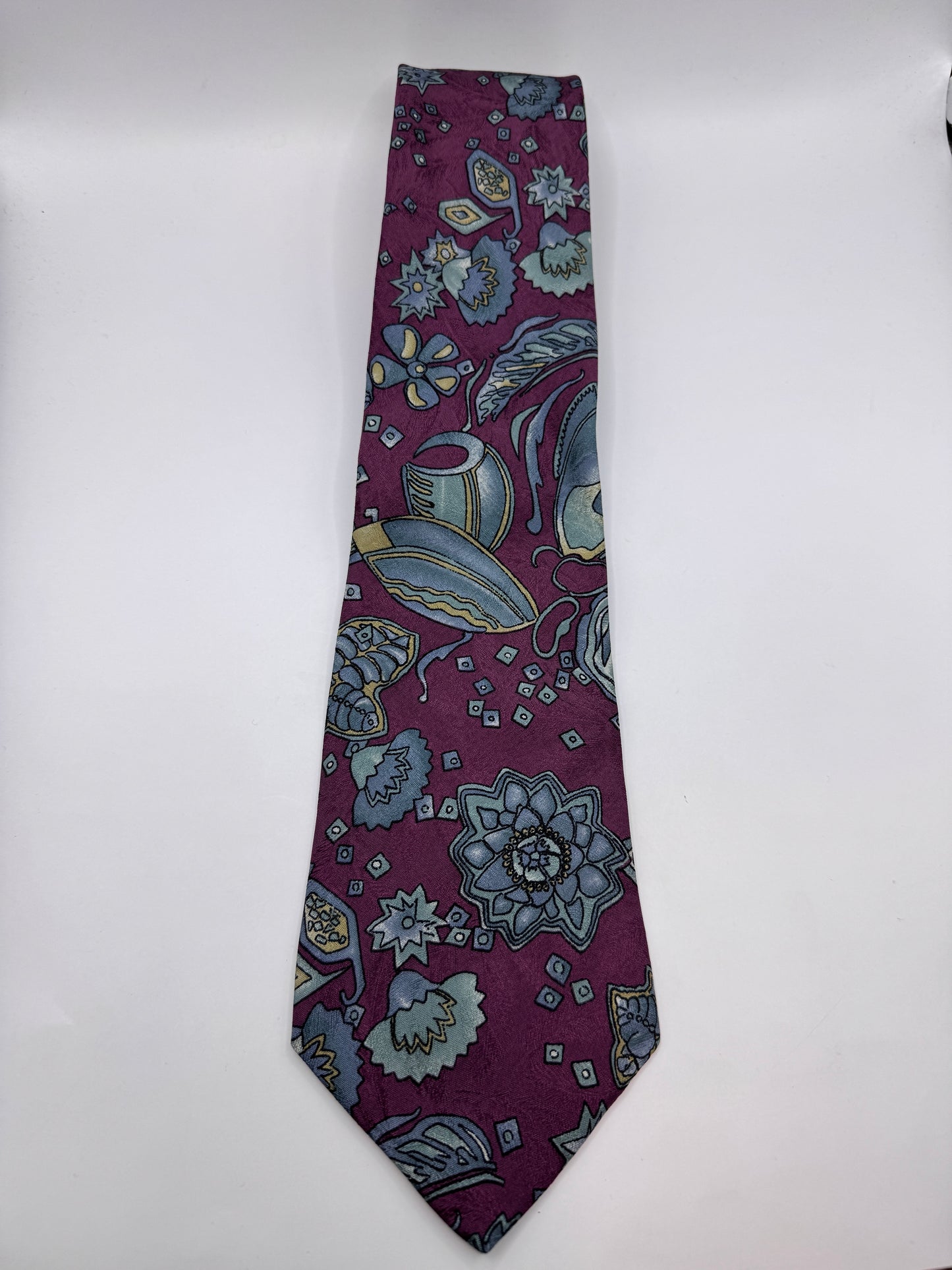Vintage Collezione Bellagio Silk Tie – 100% Silk, Floral Paisley Pattern