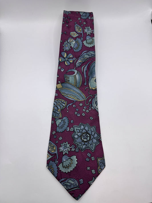 Vintage Collezione Bellagio Silk Tie – 100% Silk, Floral Paisley Pattern