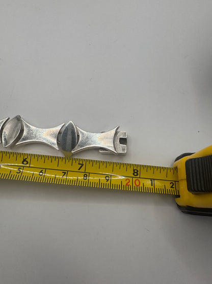 Vintage Taxco Modernist Sterling Silver Bracelet – Signed TF-15, Mexico 925, 1970s, 50.5g