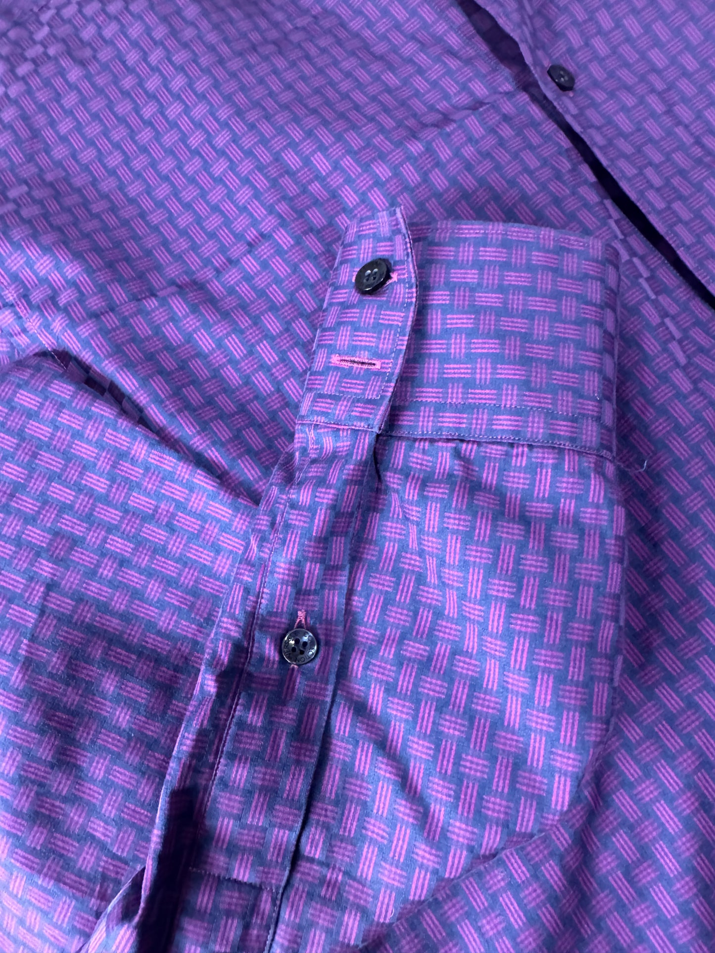 Authentic Versace Collection Men’s Shirt – Size 44, Purple Pattern, Italian Designer