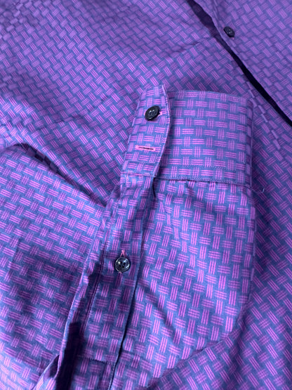 Authentic Versace Collection Men’s Shirt – Size 44, Purple Pattern, Italian Designer