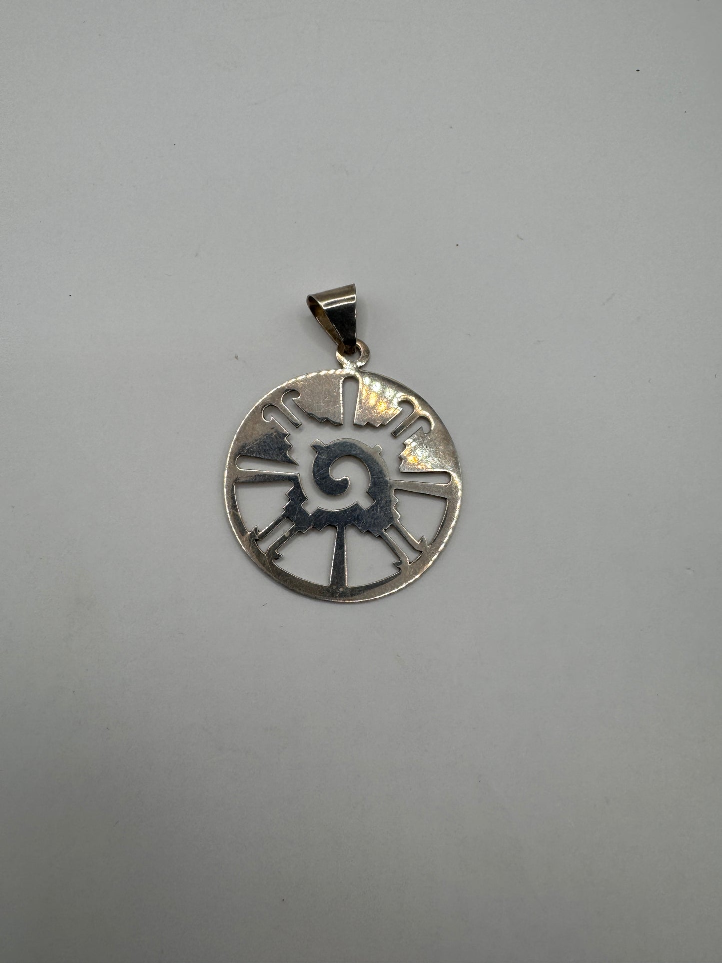 Vintage Sterling Silver Hunab Ku Pendant – Large Mayan Galactic Butterfly Symbol