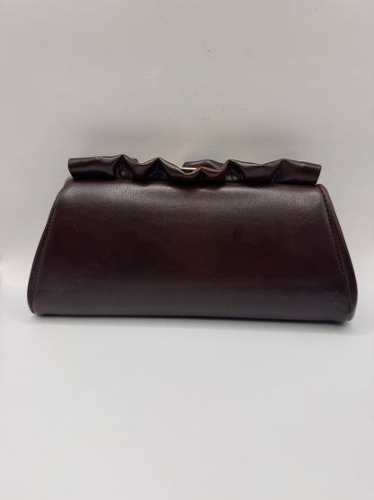 Vintage ~1940s Leather Clutch – Mid-Century, Chain Strap