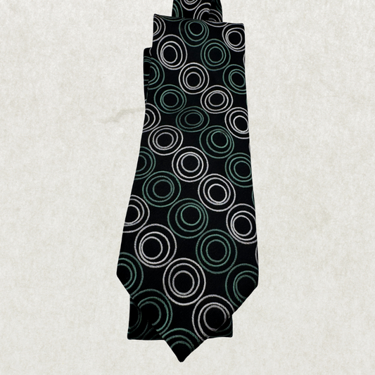 Vintage Van Heusen Studio Silk Tie – 100% Silk, Geometric Circle Print