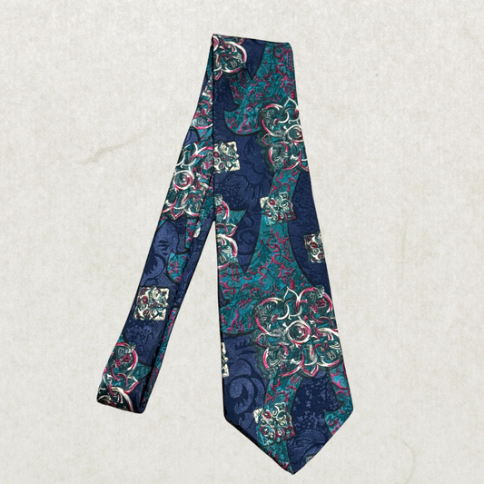 Vintage Pierre Cardin Paris Tie – Ornate Baroque Floral Pattern, 100% Silk, 56”