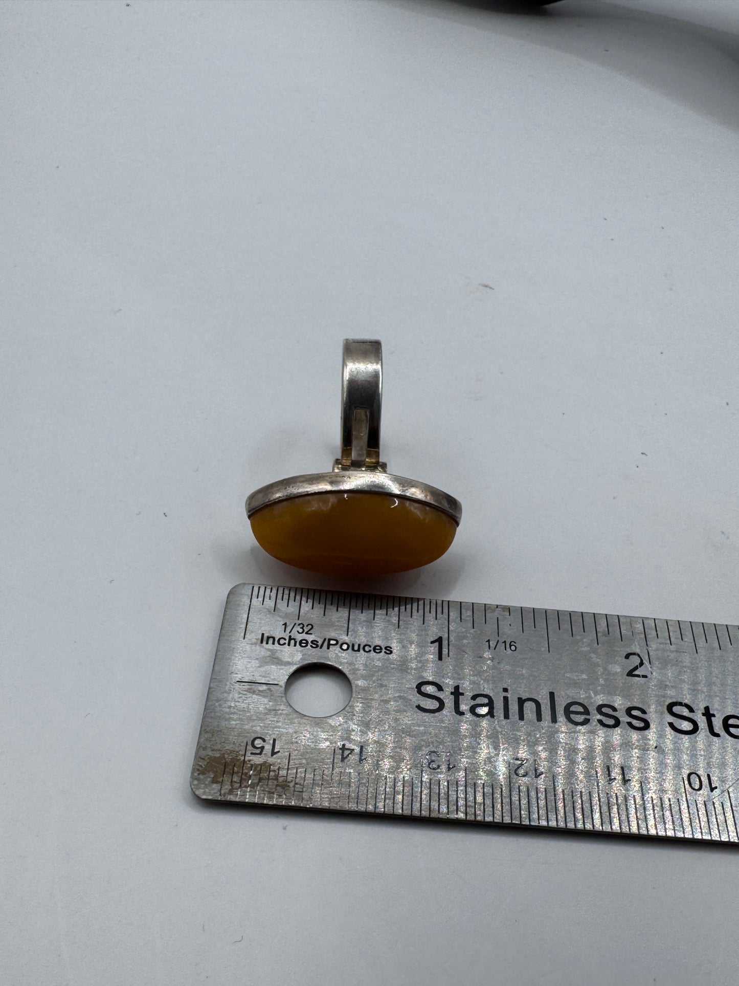 Sterling Silver Ring with Milk Amber, Size 9.5