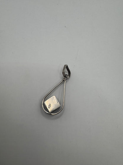 Vintage Sterling Silver Teardrop Pendant with Black Onyx