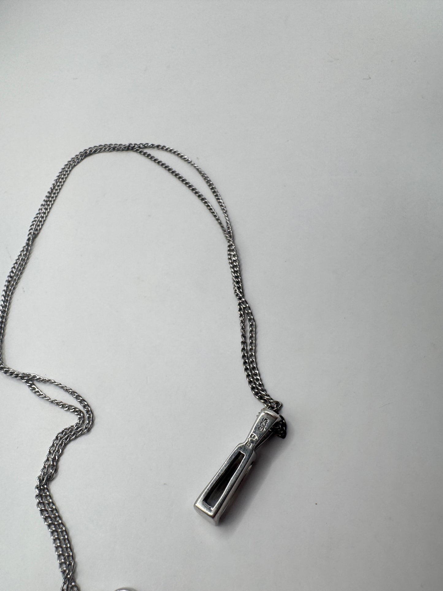 Vintage Sterling Silver Necklace with Crystal Pendant – 925