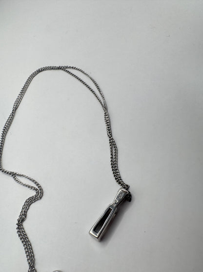 Vintage Sterling Silver Necklace with Crystal Pendant – 925