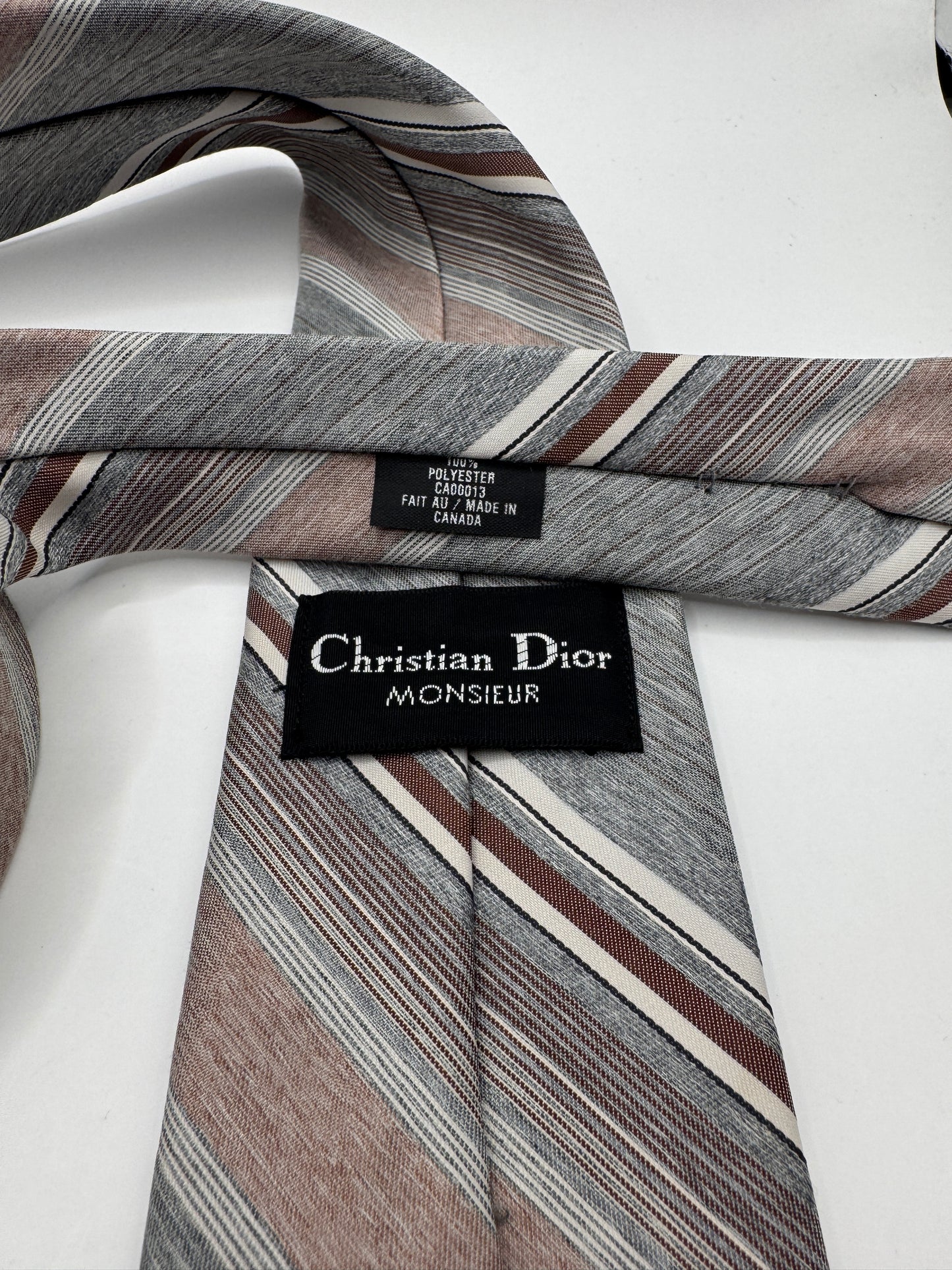 Vintage Christian Dior Striped Tie – 56” x 3” (Polyester)