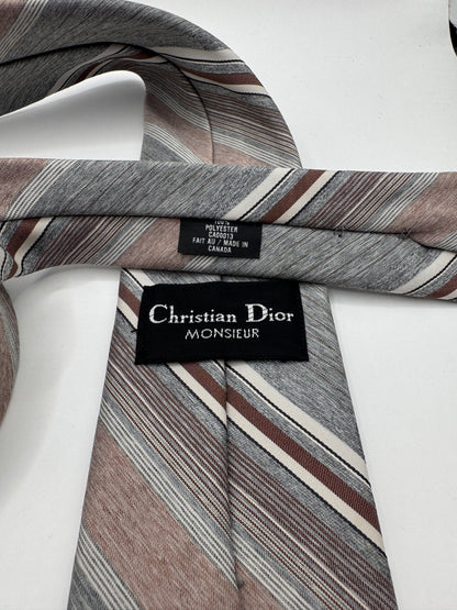 Vintage Christian Dior Striped Tie – 56” x 3” (Polyester)