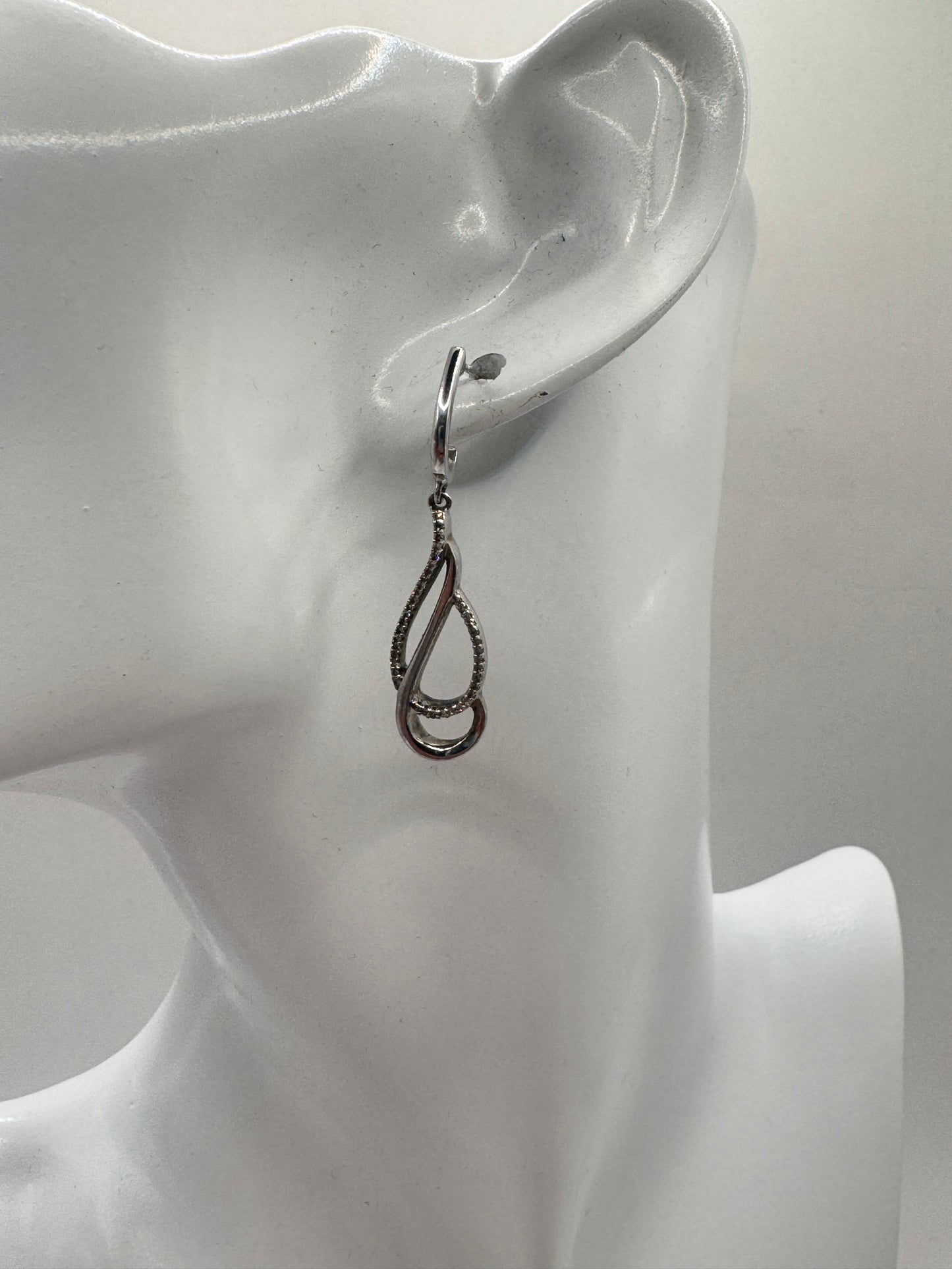 JWBR Sterling Silver 925 Earrings with Diamonds – Elegant Drop Design